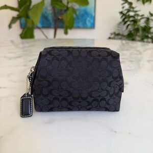 COACH Vintage Y2K Mini Signature Cosmetic Case 6051 6050 Black Silver Makeup Bag